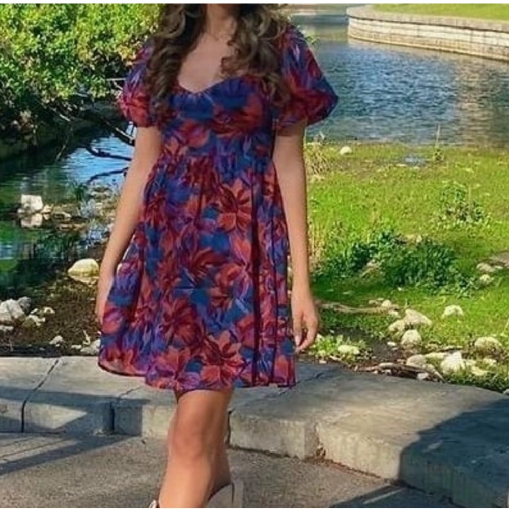 Jessica Simpson Red and Blue Floral Mini Dress